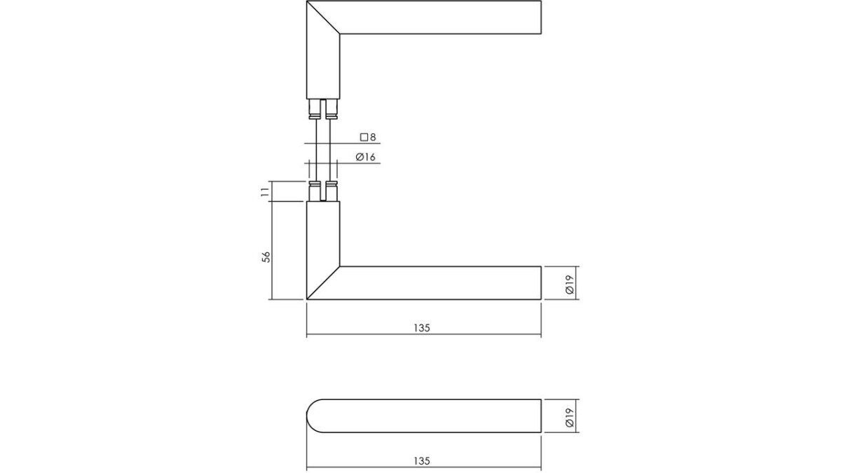 Deurkruk Jura met rozet massief verdekt 53x53x10mm met nokken PVD messing getrommeld — foto 2