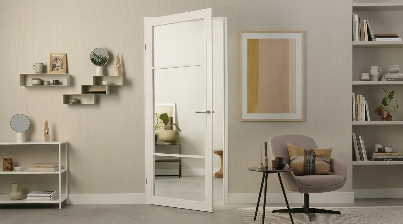 Lichte binnendeur in een warm interieur