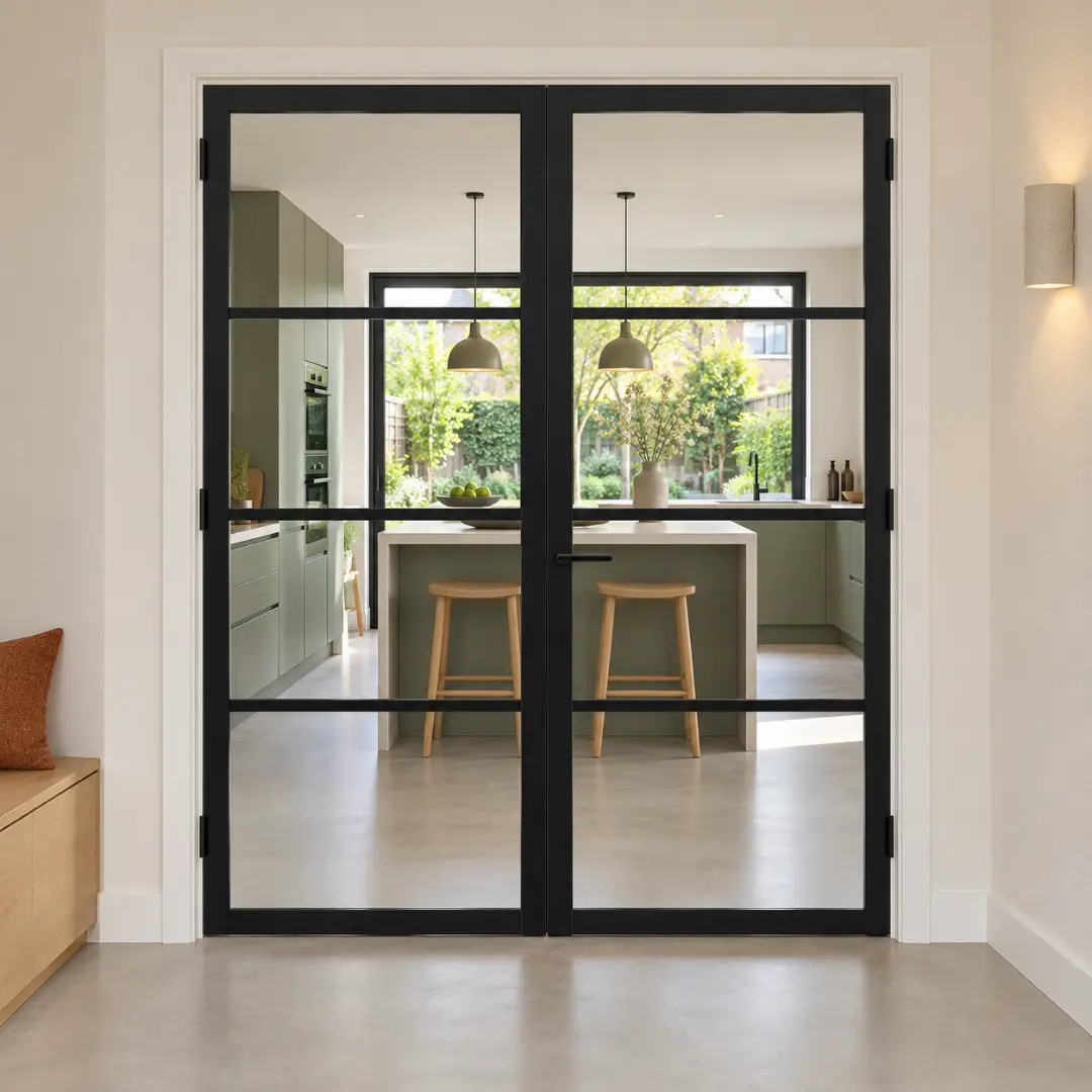 Binnendeuren Svedex NDB900 openslaande deuren Diep zwart - Blank glas — foto 2